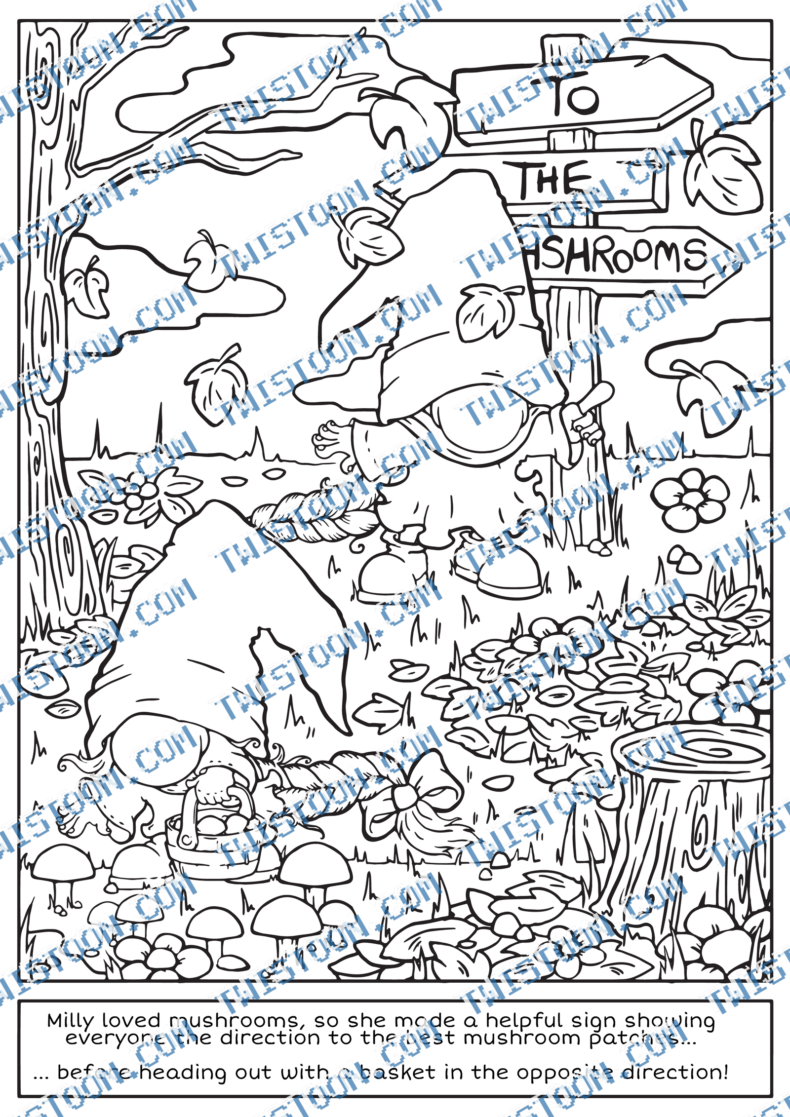 Millys Mushroom Sign Coloring Page