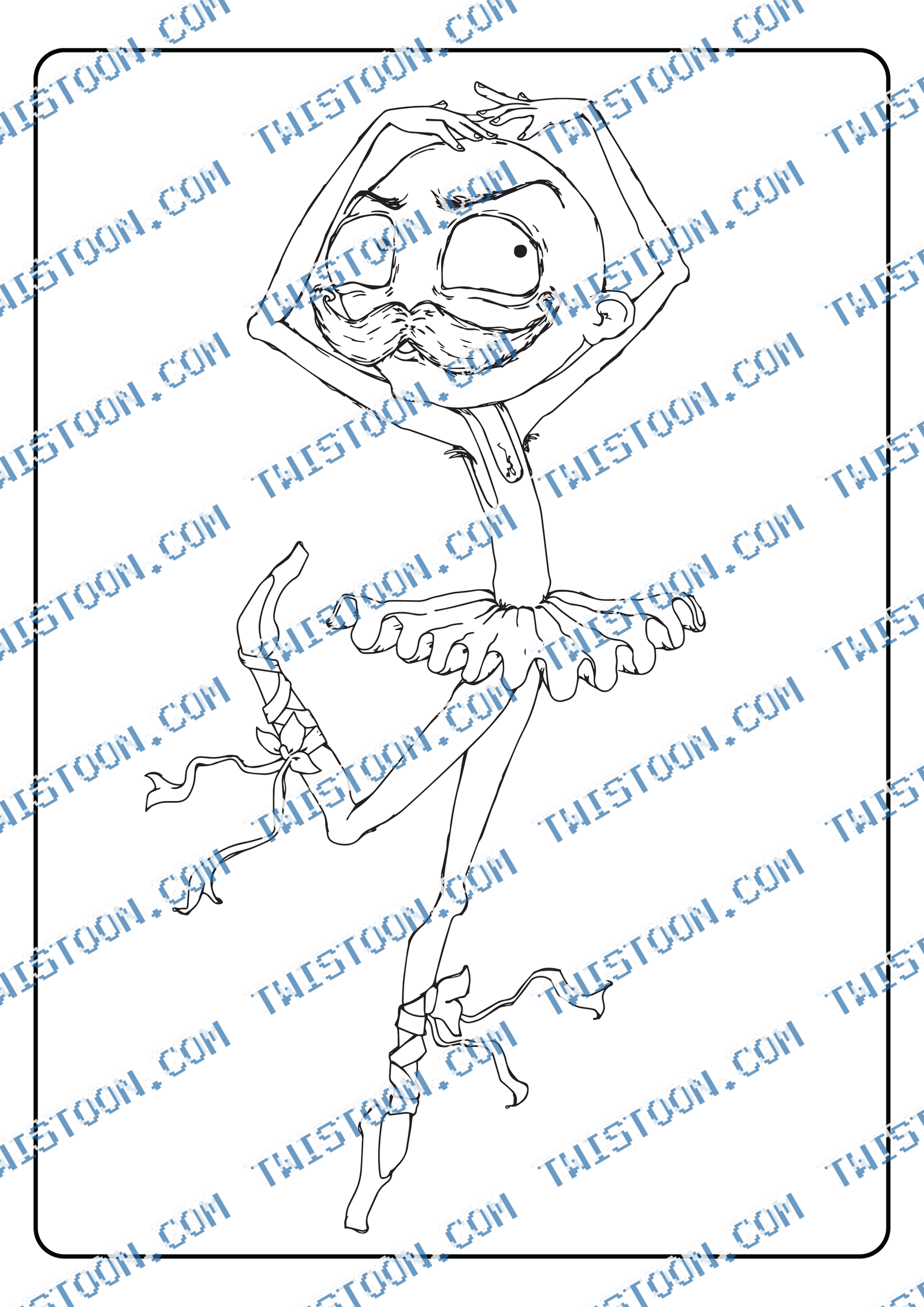 Moustache Ballerina Coloring Pages